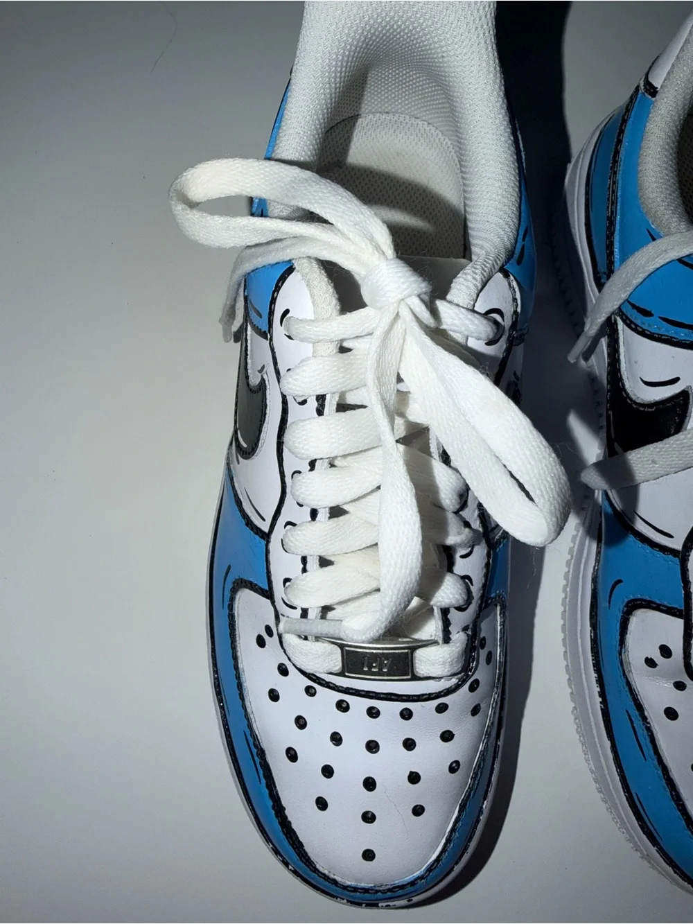 Nike Air Force 1 Custom Cartoon Sneakers Blue Black White 3.5 Youth / Women’s 5